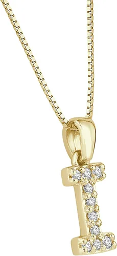 Vista 46 de Collar colgante con letra inicial de diamantes en oro amarillo de 14k (1/10 quilates) 18 pulgadas
