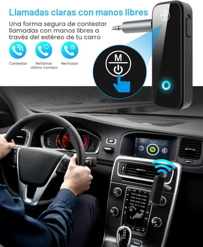 Vista 4 de Adaptador Bluetooth 5.3 Aux Ankilo (Actualizado) para Coche, Receptor Transmisor Bluetooth 2 en 1 para Coche con Pantalla, Adecuado para Coches