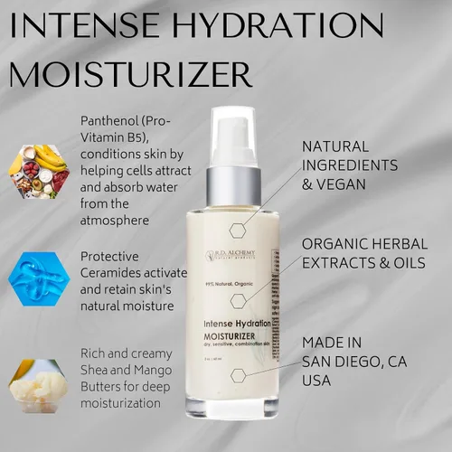 Vista 3 de RD Alchemy - Crema hidratante de hidratación intensa 99% natural y orgánica. Hidratante ligero y profundamente hidratante para piel seca, suaviza