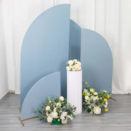 Vista 237 de Efavormart - Juego de 4 fundas de elastano beige para arco de media luna, fundas de telón de fondo Chiara de 2.5 pies a 7 pies para escenarios