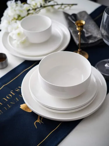 Vista 3 de Kanwone Platos de ensalada de postre de porcelana, 8 pulgadas, juego de 6, platos blancos, aptos para microondas y lavavajillas, platos blancos