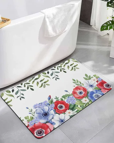 Vista 7 de Tapete de baño de geometría negra para bañera, antideslizante, de secado rápido y absorbente, tierra de diatomeas, fregadero, cocina, sala de estar