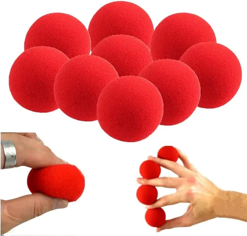 Vista 5 de 10 bolas de esponja rojas, herramientas mágicas suaves, ligeras, mini bolas de esponja mágicas, accesorios de truco de comedia clásica de calle