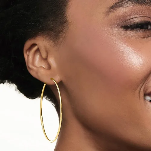 Vista 2 de Ross-Simons Aretes de aro sin fin de oro amarillo de 14 quilates de 0.059 in, Oro, no conocido