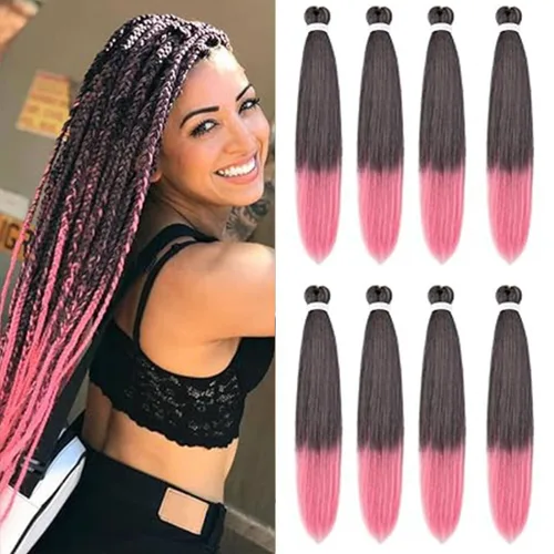 Vista 103 de 8 paquetes de extensiones preestiradas - 16 pulgadas de cabello trenzado premium, 55G/paquete, sin picazón, fijación en agua caliente, textura Perm