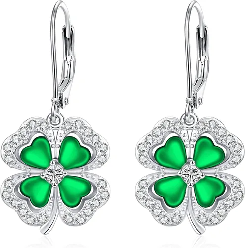 Vista 75 de Aretes colgantes de plata de ley con diseño de árbol de la vida, flor, abeja, animales, gato, colibrí, piedra lunar, turquesa, aretes con cierre
