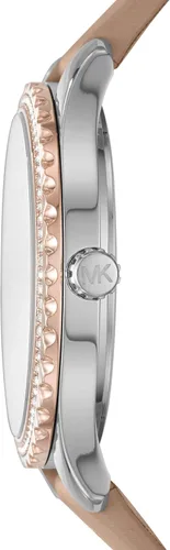 Vista 2 de Michael Kors Reloj cronógrafo de acero inoxidable Layton, Cuero marrón, Reloj de cuarzo