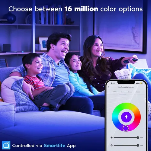 Vista 2 de LUXRITE Iluminación empotrable LED inteligente cuadrada de 4 pulgadas, cambio de color RGBW, control de aplicación WiFi, control de voz con Alexa