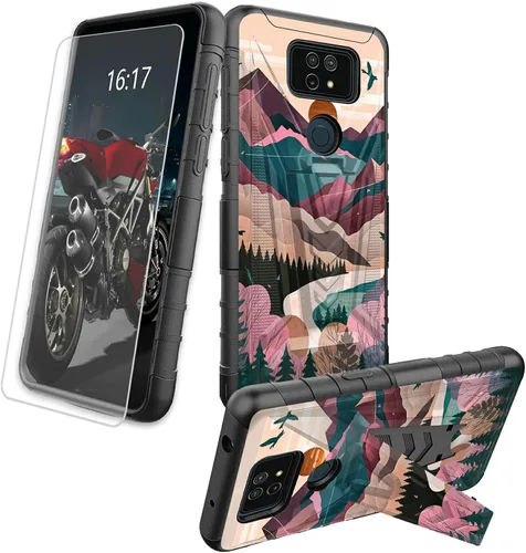 Vista 80 de Funda para AT&T Maestro Max 2021/Cricket Ovation 2 con protector de pantalla de vidrio templado, funda resistente con función atril integrada