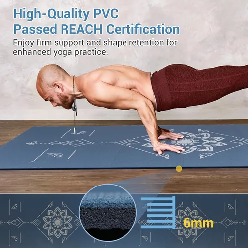 Vista 7 de Avoalre Tapete de yoga plegable, respetuoso con el medio ambiente, tapete de yoga de viaje de PVC plegable, tapete de yoga de doble cara