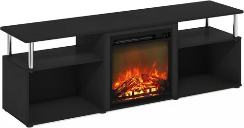 Vista 27 de Furinno Jensen Soporte de Centro de Entretenimiento con Chimenea para TV de hasta 55 Pulgadas, Americano, Eléctrico con Cable, Ajustable