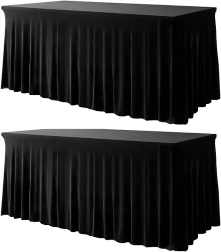 Vista 12 de Your Magic Moment Juego de 2 faldones redondos para mesa de cóctel, color negro, para mantel Highboy redondo, fundas de mesa de elastano ajustables