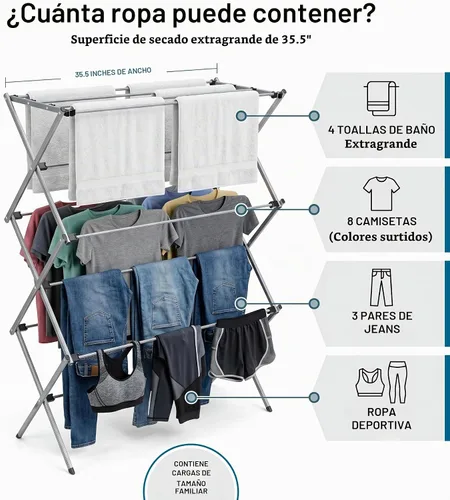 Vista 2 de Honey-Can-Do Estante de secado de ropa plegable, acero resistente, estante de secado de ropa plegable y portátil, diseño que ahorra espacio, secado