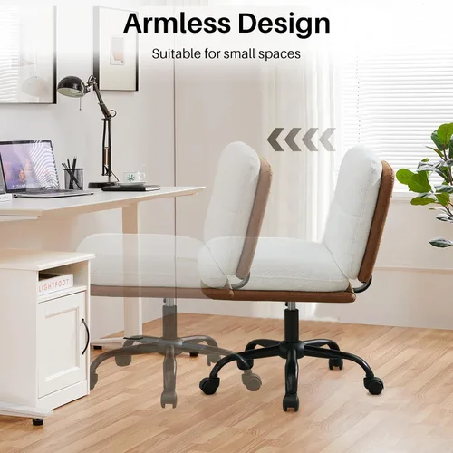 Vista 9 de SOFTHION Juego de 2 sillas de escritorio de oficina sin brazos con ruedas, asiento ancho, giratorio, de altura ajustable, cómoda silla cruzada