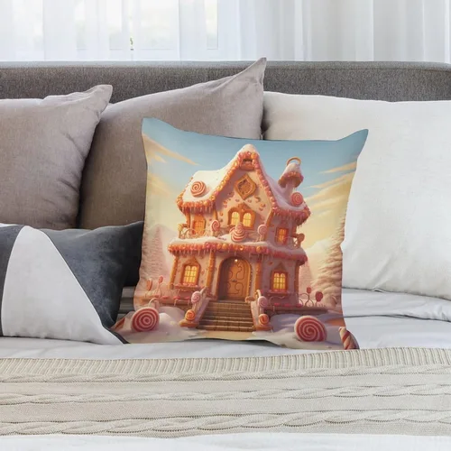 Vista 7 de Funda de cojín con diseño de casa de pan de jengibre con galletas, fundas de almohada cuadradas para sofá y cama, fundas de almohada cuadradas