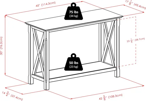 Vista 3 de Winsome Xola - Mesa consola con estante en capuchino, mesa de entrada delgada para pasillo, sala de estar, muebles elegantes para cualquier