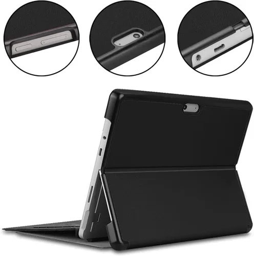 Vista 2 de Gylint Funda para Microsoft Surface Pro 8, de poliéster, de múltiples ángulos, delgada, ligera, para tableta Microsoft Surface Pro 8 de 13", Negro