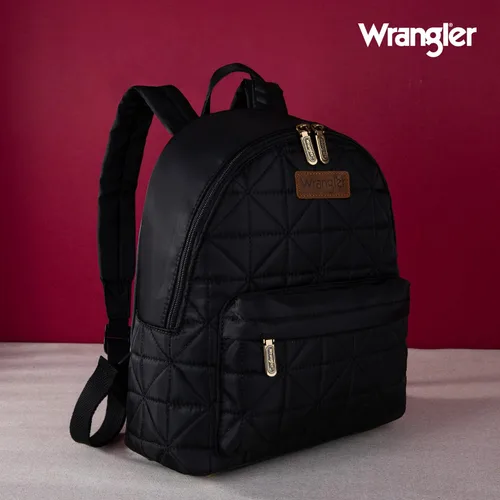 Vista 3 de Montana West Mochila Wrangler para mujer, mochila acolchada para uso casual, Negro (Black Backpack), Classic