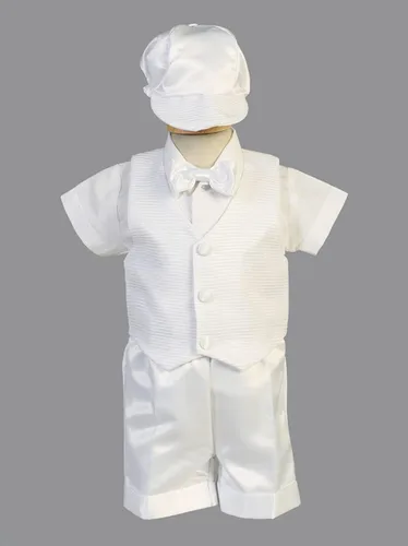 Vista 2 de Trajes de bautismo para niños, traje de bautizo de bebé, chaleco bautismal ropa corta - Ropa de Bautizo para Niño Bebe
