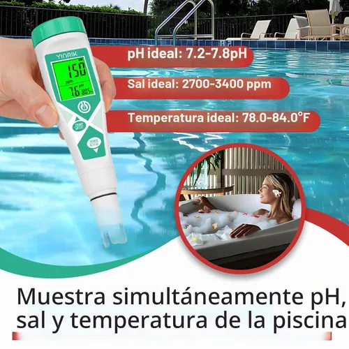 Vista 2 de YINMIK Medidor de pH Medidor de salinidad Medidor de sal de pH con solución Azul