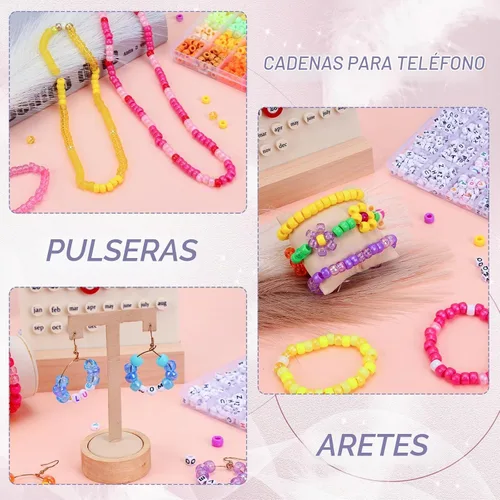 Vista 5 de QUEFE Kit de pulseras de 4680 piezas de cuentas de pony para hacer pulseras de amistad, juego de 120 colores de cuentas Kandi para hacer joyas, 3840