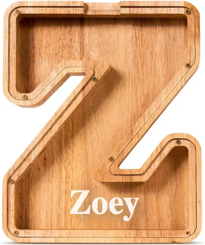 Vista 83 de SummiDate Alcancía de madera de letra para niños y niñas, Alfabeto, personalizada, regalo de cumpleaños y pascua para niños (A)