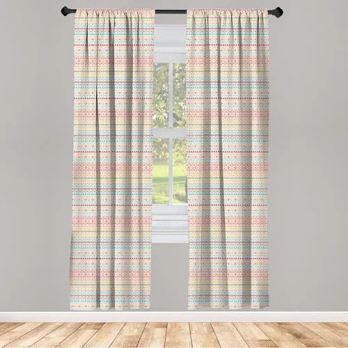 Vista 52 de Ambesonne Paquete de 2 cortinas otoñales para ventana, diseño otoñal con formas intrincadas en espiral y estampado de hojas voladoras, juego ligero