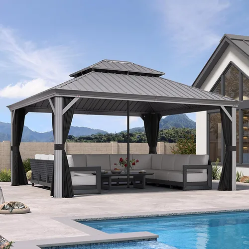 Vista 47 de PURPLE LEAF - Gazebo para exteriores de 10 x 12 pies, con sistema de drenaje