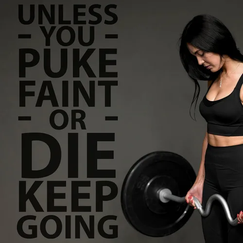 Vista 2 de Unless You Puke Faint or Die Keep Going - Calcomanía motivacional para pared de gimnasio, yoga, ejercicio, fitness, entrenamiento, arte de pared
