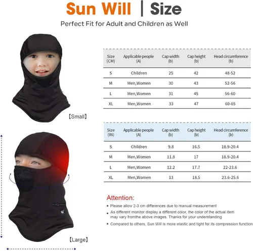 Vista 4 de Pasamontañas de esquí con calefacción para hombres y mujeres, máscara facial eléctrica con calefacción, invierno al aire libre, negro, resistente al