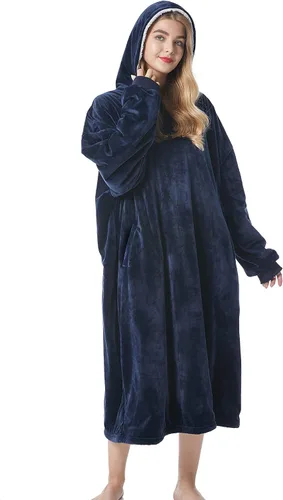 Vista 17 de Felicigeely Blanket Hoodie Wearable Blanket Sweatshirt Oversized Hooded Blanket Sweater Gift for Women