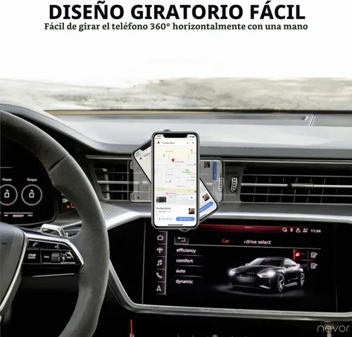 Vista 2 de Navor Soporte magnético universal para automóvil con ventilación de aire en color negro para iPhones y dispositivos Android