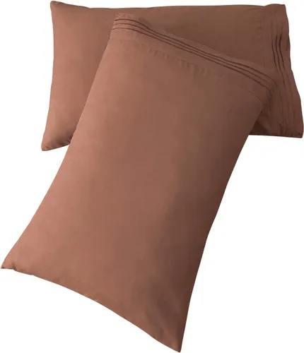 Vista 23 de SONORO KATE Juego de fundas de almohada de lujo de microfibra cepillada 1800 Bedding - antiarrugas, (beige, 2 fundas de almohada estándar)