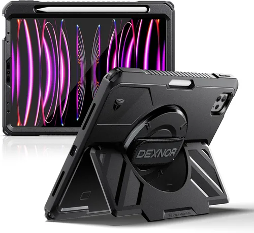 Vista 34 de Dexnor Funda para iPad mini 7 (A17 Pro) 2024/mini 6 2021 de 8.3 pulgadas, funda protectora resistente con correa de mano giratoria de 360° y soporte