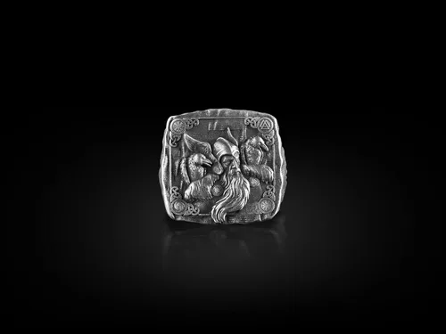 Vista 4 de BySilverStone Jewelry - Anillo de plata Odin The Viking God with Raven Signet, joyería de mitología escandinava, anillo para hombre de Hugin Munin
