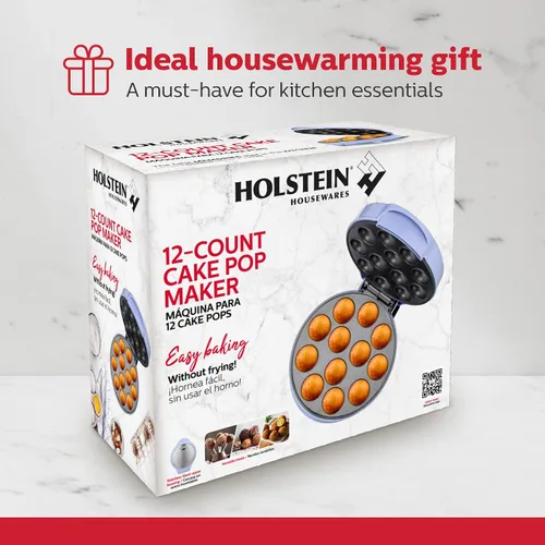 Vista 8 de Holstein Housewares Máquina para Hacer Cake Pops de 12 Unidades con Placas Antiadherentes y Luces Indicadoras - Hornea 12 Cake Pops Dulces o Salados