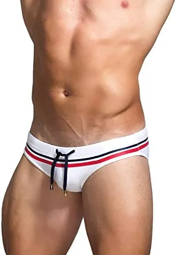 Vista 2 de UXH Nuevos hombres Tigh natación calzoncillos blancoTrunks traje de baño traje de baño repelente al agua hombre playa corto hombres traje de baño
