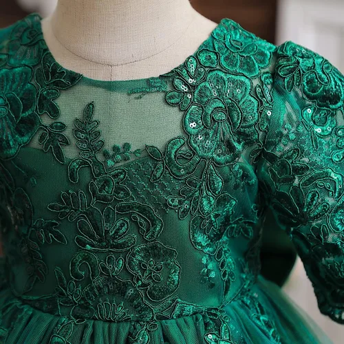 Vista 3 de NNJXD - Vestido de princesa de tul con flores, para usar en bodas, para niñas pequeñas y bebés