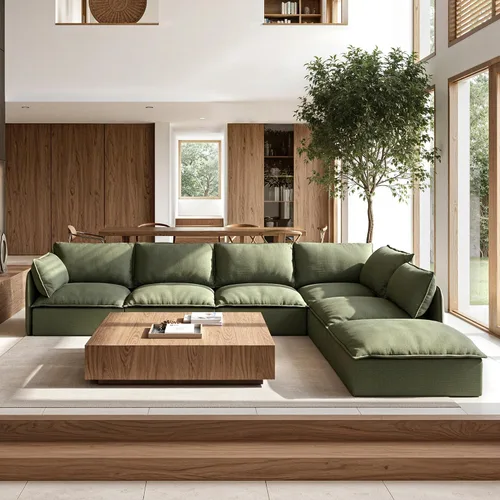 Vista 6 de Acanva Sofá modular modular para sala de estar, cómodo sofá convertible en nube, sofá de gran tamaño con otomana y fundas de felpilla lavables