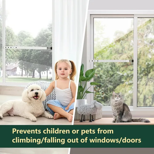 Vista 3 de WooFog Barras verticales de seguridad ajustables para ventana, barra de bloqueo de puerta de vidrio deslizante resistente con patas de goma, tapón