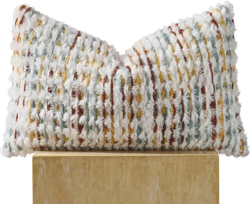 Vista 9 de AmHoo - Funda decorativa de almohada estilo bohemio de chenilla, funda de almohada con borlas tuftadas para sofá, cama, dormitorio, sala de estar