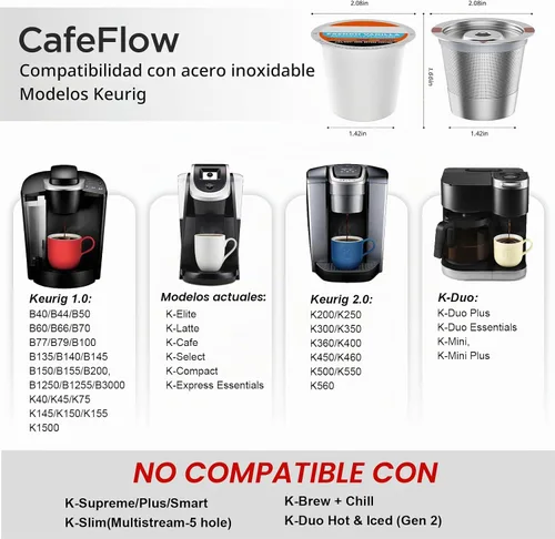 Vista 4 de Cápsulas de café reutilizables de acero inoxidable Keurig recargables - Filtro de café reutilizable de metal K Cup para Keurig 1.0 y 2.0 K-Classic