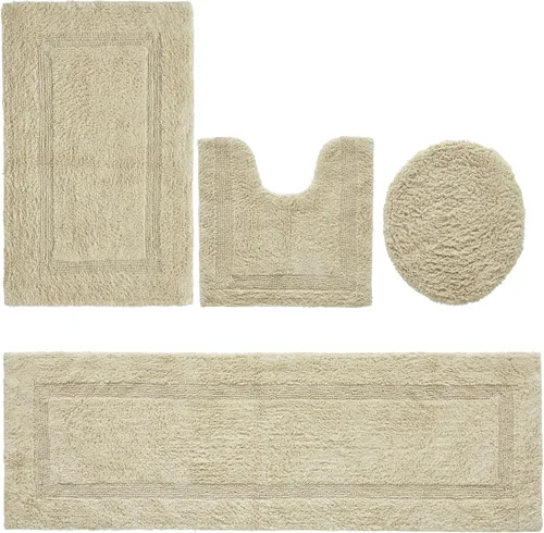 Vista 47 de Better Trends Juego de 4 alfombras de baño de lujo, 100% algodón, suaves, absorbentes de agua, reversibles, lavables a máquina, para decoración
