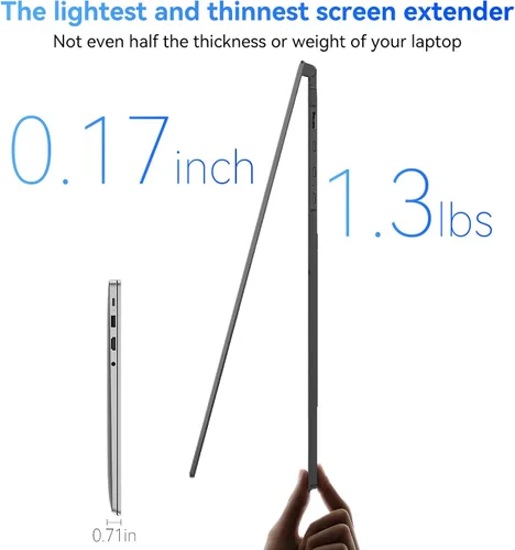 Vista 2 de Blackview Extensor de pantalla para laptop, 1.3 libras ultraligero y ultradelgado de 0.17 pulgadas, 14 pulgadas, FHD 1080P IPS, extensor de monitor