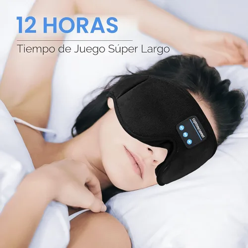 Vista 2 de Cubre ojos Bluetooth 5.0 inalámbricos 3D, audífonos para dormir lavables con altavoces estéreo ultradelgados ajustables, micrófono manos libres