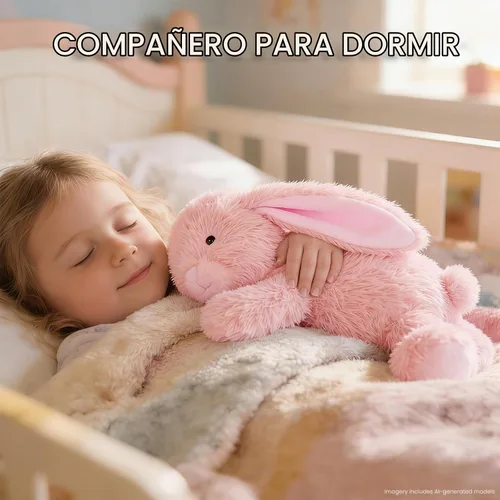 Vista 5 de SuzziPals Almohadilla térmica de conejo rosa calentable y refrigerable para calmar y relajar, peluche de conejo rosa lavanda para molestias