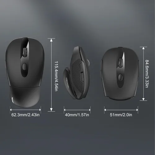 Vista 10 de TECKNET Ratón inalámbrico plegable, ratón de viaje 2.4G, 3 DPI ajustables Negro