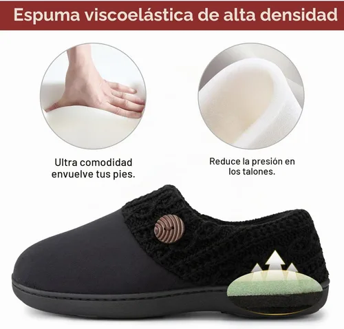 Vista 5 de EverFoams Pantuflas de microgamuza para mujer, cálidas, cómodas, de espuma viscoelástica, zapatos de casa para interiores, con cuello de punto