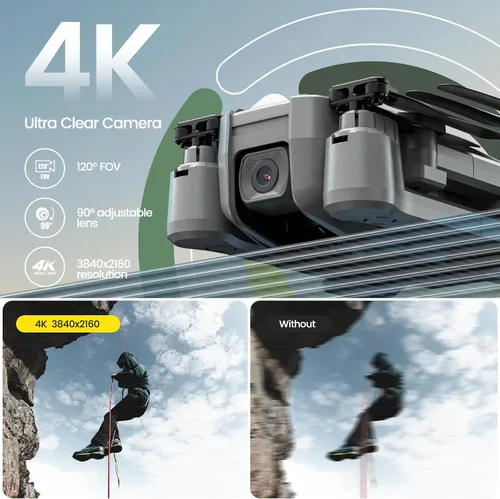 Vista 2 de Holy Stone HS440D - Drones con cámara para adultos 4K UHD, peso ligero de 249g con GPS, función de retorno automático, seguimiento, waypoints