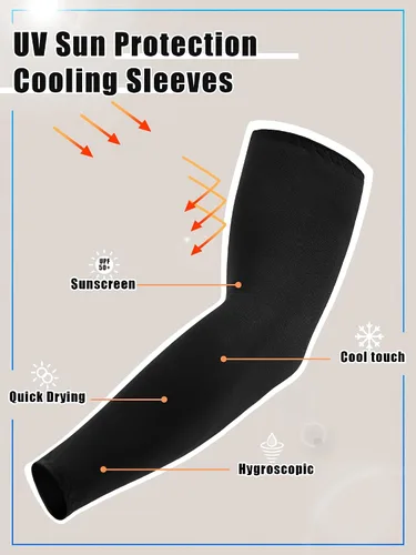 Vista 4 de 10 pares de mangas de sol refrescantes para hombres y mujeres, con protección ultravioleta